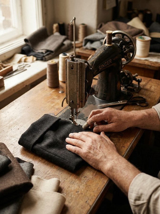 Arreglo de bajos de pantalón en la máquina de coser